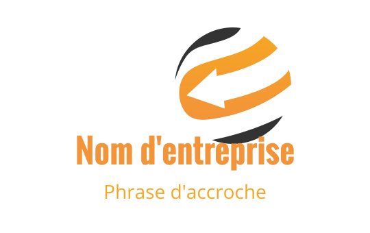Conception de logo dynamique avec une flèche orange et des éléments circulaires