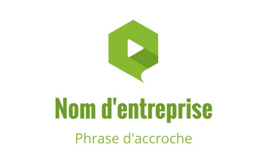 Logo design moderne en hexagone vert avec un élément de bouton de lecture