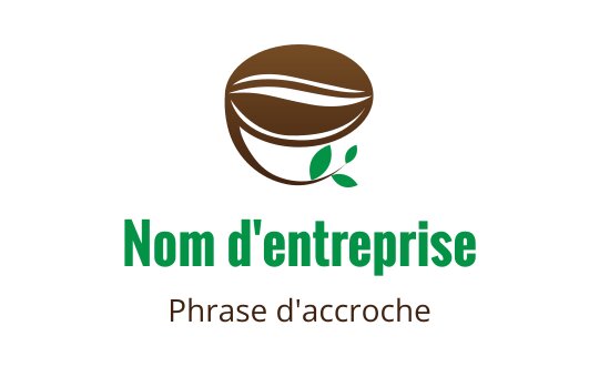 Logo de grain de café moderne avec des feuilles vertes et des tons terreux