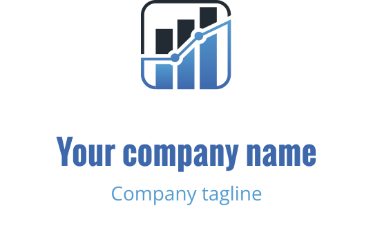 Design de logo moderne avec un graphique à barres et une ligne montante en tons de bleu