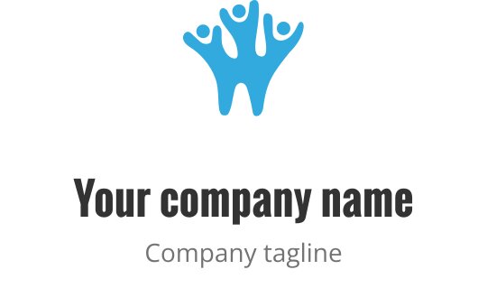 Conception de logo créatif avec trois figures abstraites en bleu