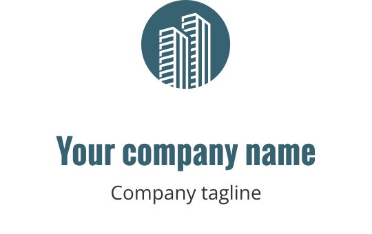 Logo moderne en teal avec une silhouette de maison stylisée
