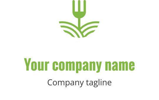 Logo design moderne vert lime avec une fourchette stylisée