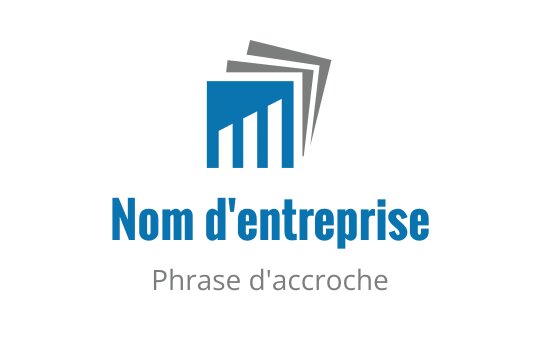 Logo moderne bleu avec des documents empilés et une silhouette de bâtiment