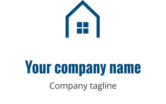 Logo en teal avec une silhouette de bâtiment stylisée et des formes géométriques