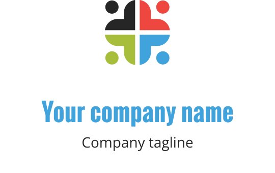 Design de logo coloré avec des cercles interconnectés et une croix centrale