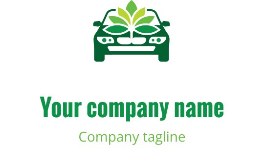 Design de logo moderne avec une voiture et un motif de feuille verte