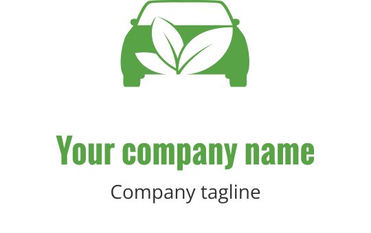 Logo éco-responsable avec une voiture et des feuilles vertes