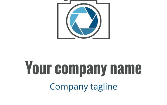 Design de logo moderne avec un objectif de caméra stylisé en gris et bleu-vert