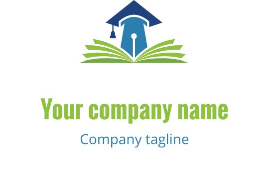 Design de logo moderne avec un chapeau de diplômé au-dessus d'un livre ouvert
