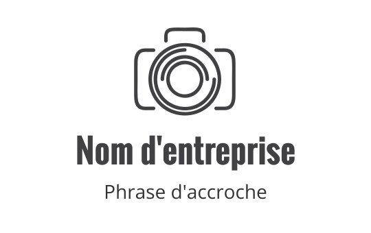 Logo de caméra minimaliste avec objectif circulaire et texte en gras