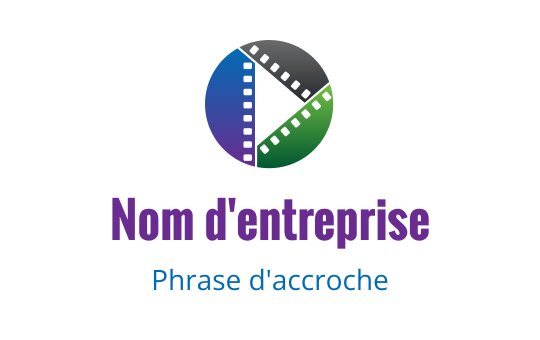 Logo circulaire coloré avec des segments de bande film en bleu, vert et noir