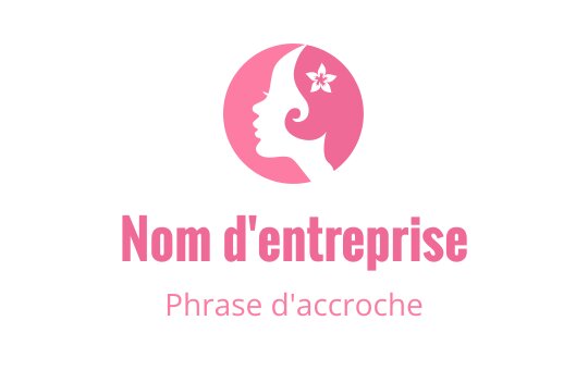 Logo design élégant en silhouette rose représentant le profil d'une femme avec une fleur