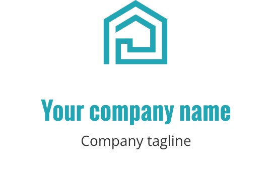 Logo de maison moderne avec des lignes géométriques en bleu-vert