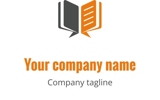 Design de logo moderne avec un livre ouvert en gris et orange