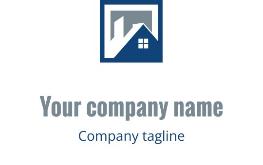 Logo en teal avec une silhouette de toit stylisée