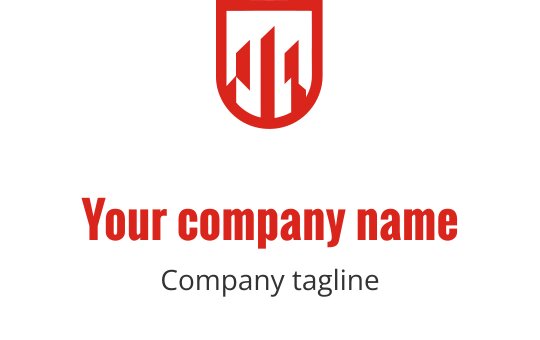 Logo moderne rouge avec une silhouette de bâtiment stylisée