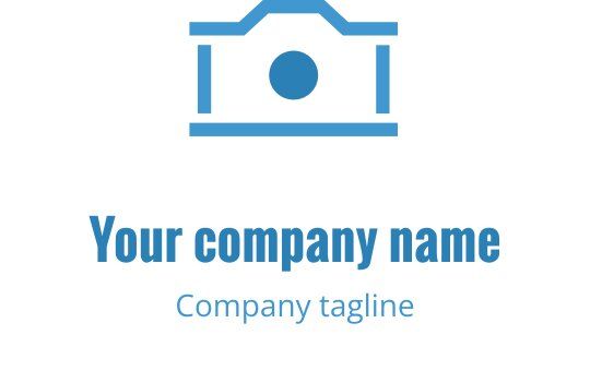 Logo moderne bleu et turquoise avec une forme de caméra stylisée