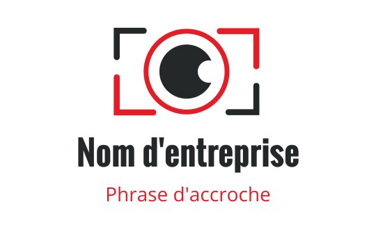 Design de logo moderne de caméra avec un objectif circulaire et des accents rouges