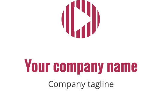 Logo design rouge audacieux avec un bouton de lecture stylisé