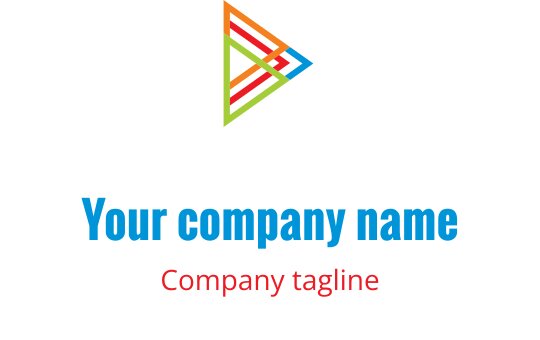 Logo design géométrique coloré avec une forme triangulaire et des lignes dynamiques
