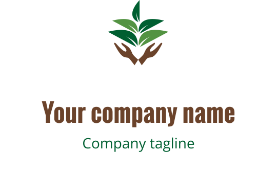 Design de logo moderne avec des mains nourrissant des feuilles vertes