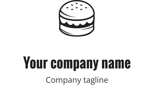 Logo noir audacieux avec un burger stylisé et des éléments superposés