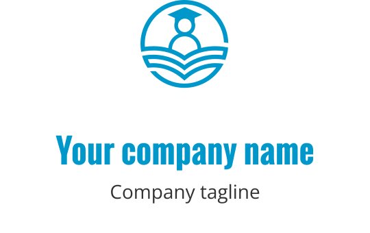 Design de logo moderne avec une silhouette de diplômé au-dessus d'un livre ouvert
