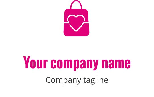 Logo de sac de shopping rouge audacieux avec une poignée élégante