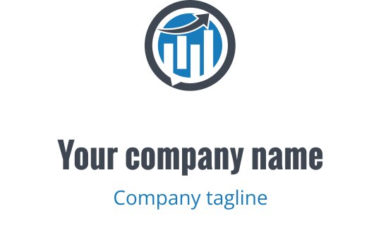 Design de logo moderne avec un graphique circulaire et une flèche ascendante en bleu