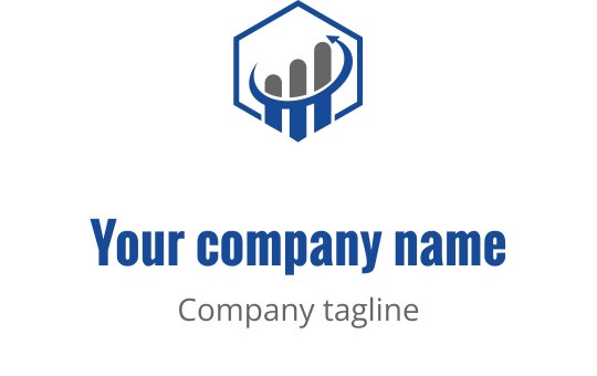 Design de logo moderne avec un graphique à barres teal et gris en tendance haussière