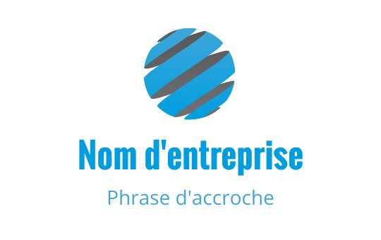 Design de logo circulaire moderne avec des rayures bleues et un texte en gras
