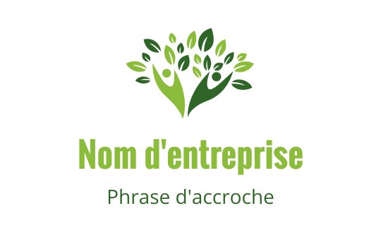 Design de logo moderne avec un arbre vert, des figures humaines et des feuilles
