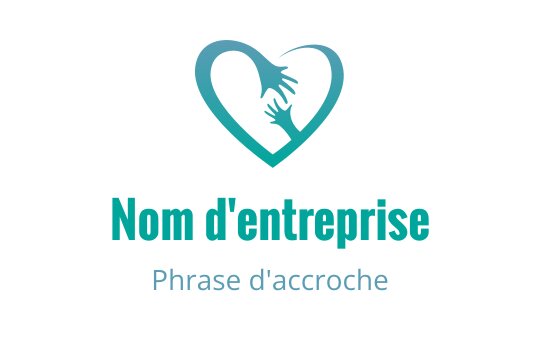 Logo en forme de cœur avec deux mains dans des tons de bleu-vert