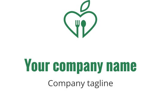Logo design frais et vert avec une feuille stylisée et une fourchette