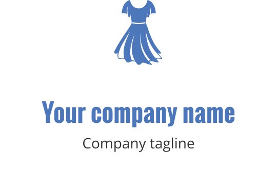 Logo de robe bleue élégante avec des détails de tissu fluide