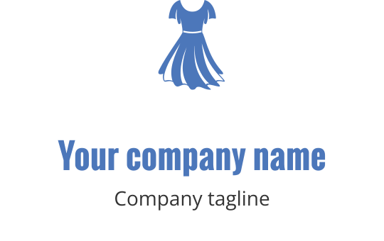 Logo de robe bleue élégante avec des détails de tissu fluide