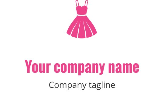 Logo de design d'une robe rose élégante avec une silhouette ludique