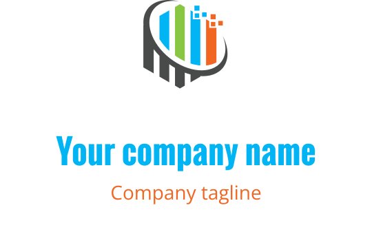 Design de logo moderne avec des barres verticales colorées et un contour circulaire