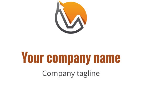 Design de logo moderne avec un graphique en hausse et un élément de soleil orange