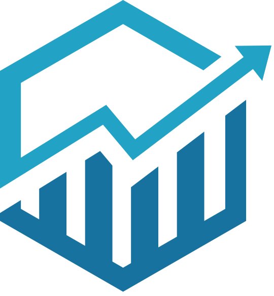 Logo design en teal et cyan avec une flèche stylisée vers le haut