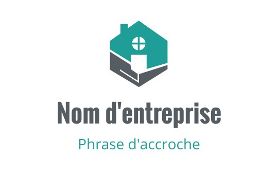 Logo de maison moderne avec des éléments teal et gris