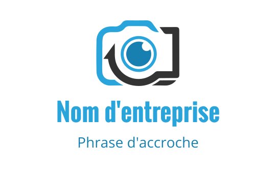 Design de logo moderne de caméra avec un objectif bleu et des lignes épurées