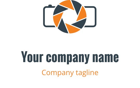 Design de logo minimaliste avec un contour de caméra vert et orange
