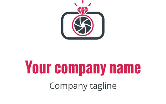 Conception de logo créatif avec un objectif d'appareil photo et un diamant au-dessus