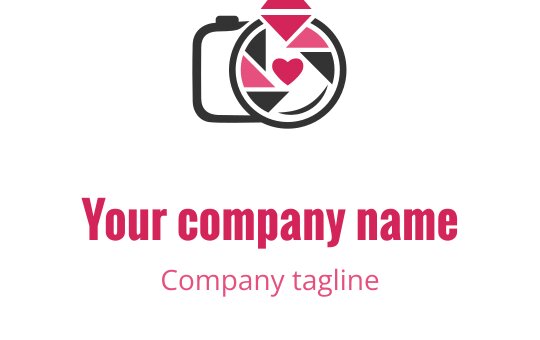 Design de logo élégant avec un appareil photo de mariage rose et rouge