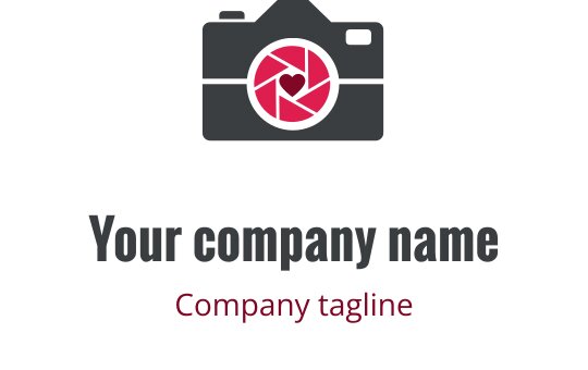 Logo de caméra moderne avec un diaphragme rouge et un boîtier gris