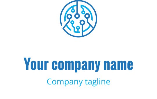 Design de logo circulaire moderne avec des nœuds et des lignes interconnectés en bleu