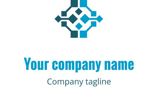 Logo moderne en géométrie avec des formes bleues interconnectées