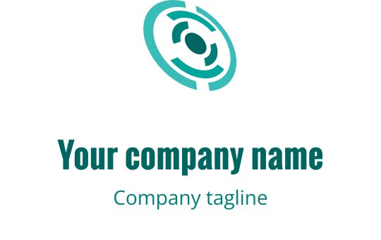 Logo moderne en teal avec une forme circulaire et des détails intérieurs